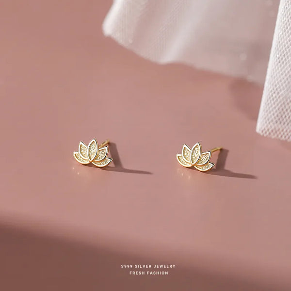 Lotus Glow Studs- Gold