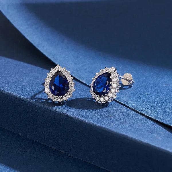 925 Sterling Silver Dew Droplets Zircon White Gold Plated