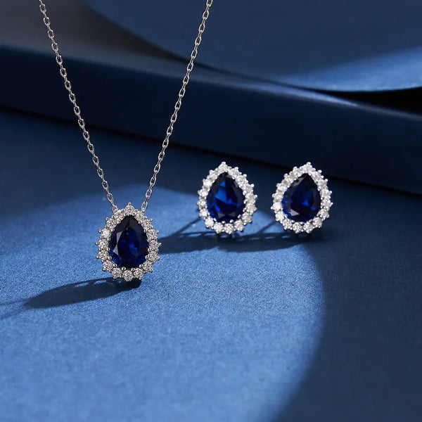 925 Sterling Silver Dew Droplets Zircon White Gold Plated