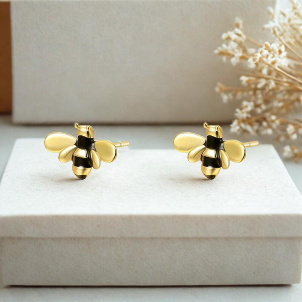 Silver Bee Ear Studs