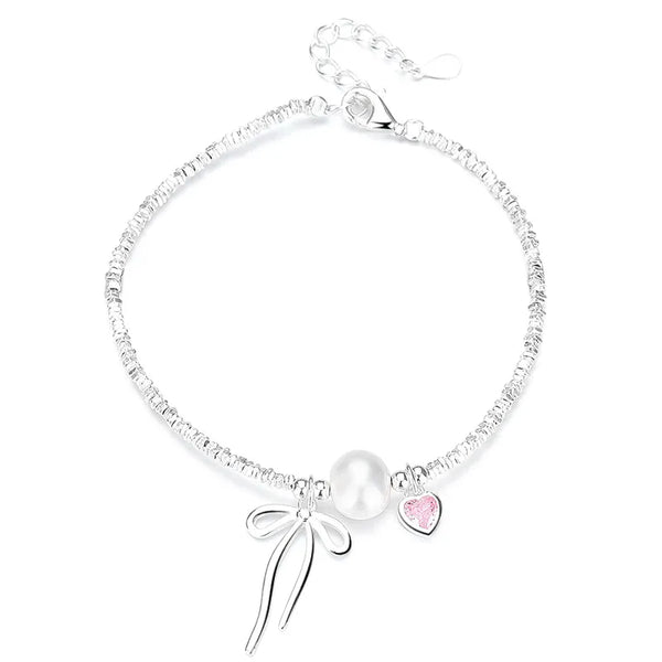 Bow Pearl Silver Bracelet