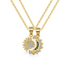 Gold Plated Half Moon Shape Pendant with Chain