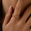 Silver Zircon Adjustable Open Ring Gold Plated